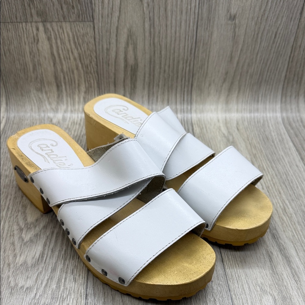 Candie's White Leather Clogs